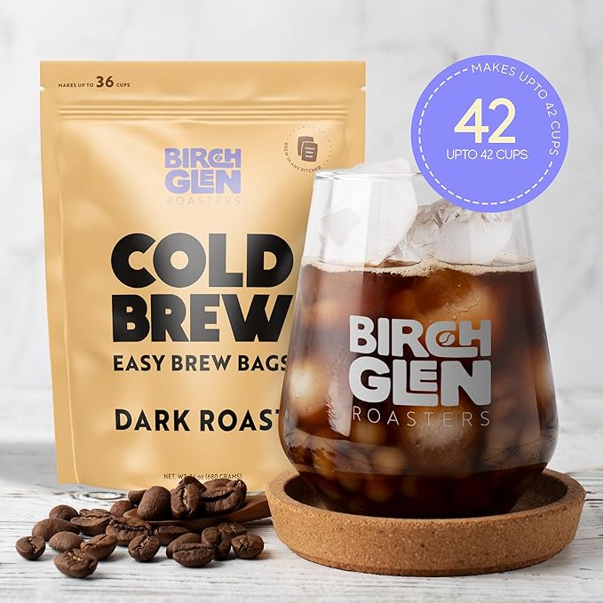 Birch Glen Roasters Cold Brew Coffee Bags - 12 Pack of Coarse Ground Coffee Filter Pitcher Packs for Easy Brewing - 100% Arabica - Yields 6 Pitchers - Crème Brulee Flavor