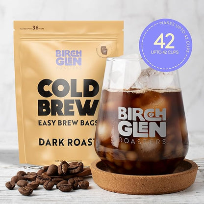 Birch Glen Roasters Cold Brew Coffee Bags - 12 Pack of Coarse Ground Coffee Filter Pitcher Packs for Easy Brewing - 100% Arabica - Yields 6 Pitchers - Medium Roast