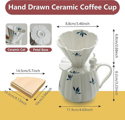 Pour Over Coffee Maker Set 60° Angled V-Shaped Pour Over Coffee Dripper and 100pcs Coffee Filter