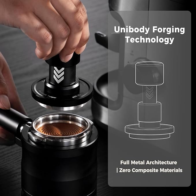 IKAPE 58.35MM V6 Impact Espresso Tamper with Sound Feedback, 15lb/30lb Interchangeable Springs, Espresso Low-Profile Tamper with Triple-spring System, Fits Over 58mm portafilters