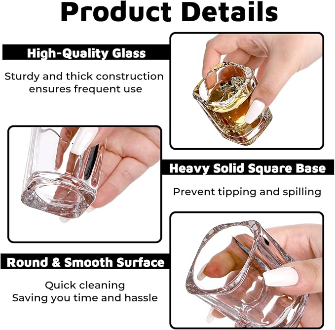 30 Pack Heavy Base Shot Glasses Set, 2.2 oz Clear Whiskey Glasses, Square Shot Glass Bulk, Small Thick Glass Cups for Vodka Tequila Espresso Liquor, Ideal Supplies for Bar Party