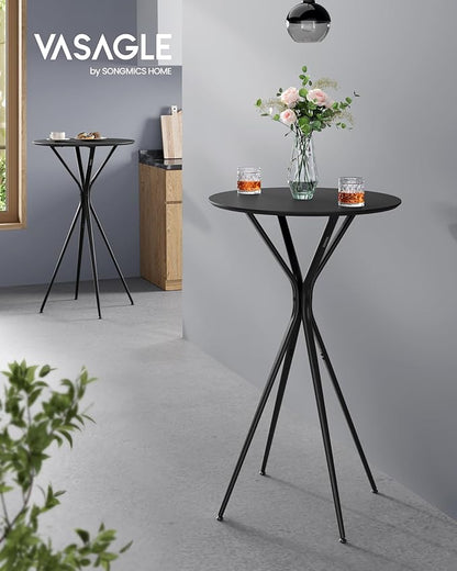 VASAGLE Bar Tables Set of 2, Round Cocktail High Top Pub Bistro Table for Events Party, Kitchen Dining, Home Bar, 23.6 x 23.6 x 41.3 Inches, Sturdy Metal Frame, Modern Style, Easy to Assemble, Black