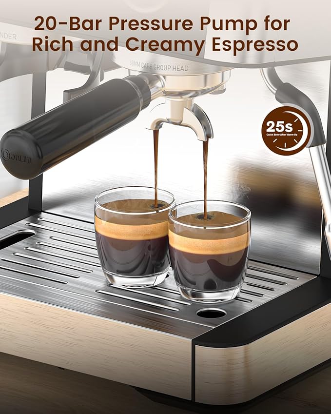 Espresso Machine with Grinder, 20 Bar Expresso Coffee Machines with Milk Frother Steam Wand, Professional Espresso Maker with Removable Water Tank, Cappuccino & Latte Machine for Home