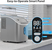 Countertop Ice Cube Maker Machine with External Water Tank,16Pcs/5Mins,34Lbs/Day,2 Ways to Add Water,Portable Compact Small Ice Maker with Self-Cleaning,Perfect for Home/Kitchen/Camping/RV