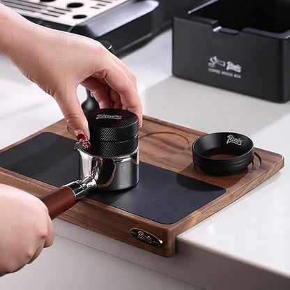 Bincoo Wooden Corner Coffee Tamper Mat,Espresso Tamper Station,Suit for 51-58mm Coffee Tamper Holder Pad for Baristas Protect Your Worktop(Wood 3 hole)