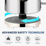 Load image into Gallery viewer, SUSTEAS Electric Kettle - 57oz Hot Tea Water Boiler with Thermometer, 1500W Fast Heating Stainless Steel Pot, Cordless LED Indicator, Auto Shut-Off &amp; Boil Dry Protection, Silver