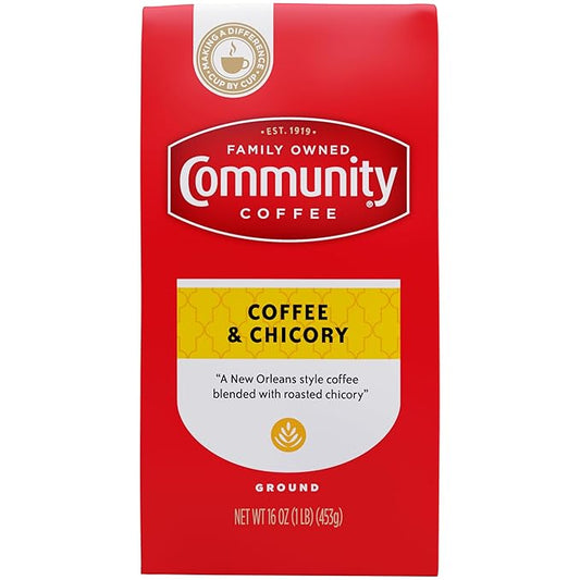Community Coffee Coffee and Chicory Blend 16 Ounce, Medium Dark Roast Ground Coffee, Vacuum Sealed16 Ounce Bag (Pack of 1)