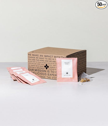 Art of Tea | Bright Eyed Turmeric Ginger Tea - Caffeine Free Turmeric Ginger Tea Bags | 50 Eco Friendly Pyramid Sachets