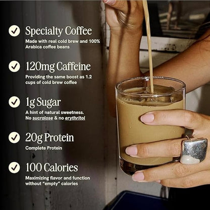 Protein Coffee - 100% Arabica Beans Real Cold Brew - 20g Ready To Drink Protein - 1g Sugar - 100 Calories - No Added Sugar, 99% Lactose Free Keto Friendly Proffee - 11 FL OZ - 12pk Original