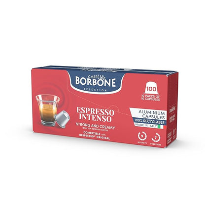 Caffe Borbone Aluminum Coffee Pods Compatible with Nespresso Original Machines, Espresso Intenso, Medium Roast, Strong and Creamy, Genuine Italian Coffee - 50 Count