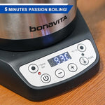 Load image into Gallery viewer, Bonavita 1L Digital Variable Temperature Gooseneck Electric Kettle for Coffee Brew and Tea Precise Pour Control, 6 Preset Temps, Café or Home Use, 1200 Watt, LED Panel, Stainless Steel