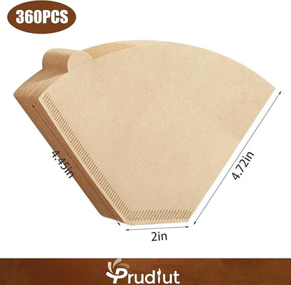 (Prudiut) 360 Count #4 Cone Coffee Filters 8-12 Cups, Disposable Natural Coffee Filters 4 Cone Paper Unbleached 4 Filters Paper Compatible with Ninja, Drip and Pour Over Coffee Maker