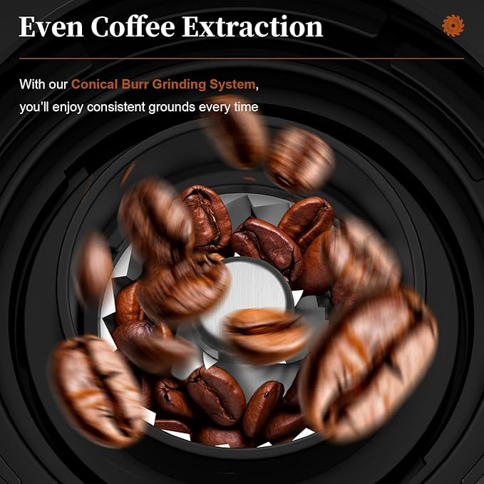 Wancle Conical Burr Coffee Grinder Electric, Coffee Bean Grinder, 25 Grind Settings-Adjustable for Espresso French Press Drip, 2-12 Cup Capacity, Low Noise, 80g Bean Capacity (Expandable to 120g)