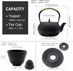 Load image into Gallery viewer, Big Cast Iron Teapot Set with Cups, Japanese Tetsubin Tea Kettle for Stovetop Safe, Cast Iron Tea Set with Tea Strainer for Loose Tea and Enameled Interior (1800ml Teapot Set with Cups)