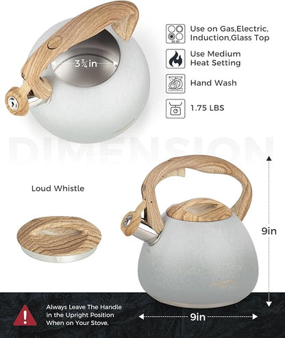 POLIVIAR Tea Kettle, 2.7 Quart Stovetop Tea Kettle, Audible Whistling Teapot with Crackle Finish, Food Grade Stainless Steel for Anti-Rust, Anti Hot Handle, Suitable for All Heat Sources (JX2023-LYW)