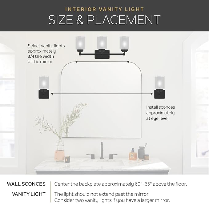 Kichler Brinley 24" Vanity Light in Brushed Nickel, 3-Light Farmhouse Bathroom Vanity Light with Clear Glass, (24" W x 10" H), 45689NI