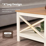 Load image into Gallery viewer, PHI VILLA Farmhouse Coffee Table for Living Room, White Coffee Tables with Storage Rustic Style Modern End Table Set
