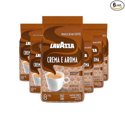 Lavazza Roasted Coffee Beans, Crema E Aroma, 2.20 lbs (Pack of 6)