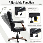 Load image into Gallery viewer, ECOTOUGE Ergonomic Executive Office Chair, Tufted Faux Leather Home Office Desk Chair, Vintage Wingback Swivel Work Chair, Black