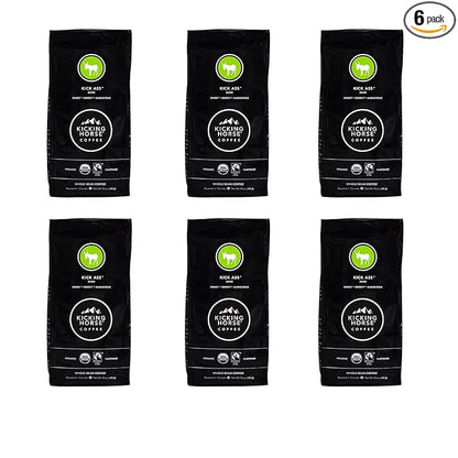 Kicking Horse Coffee, Kick Ass, Dark Roast, Whole Bean, 10 oz - Certified Organic, Fairtrade, Kosher Coffee (Pack of 6),10 Ounce (Pack of 6)