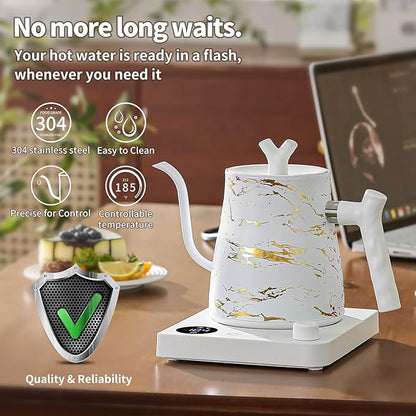 Water Kettle Electric Gooseneck Kettle with 50pcs Coffee Filter,±1℉ Temperature Control, Stainless Steel, Matte Material,Fast Heating, Ideal for Precise Pour-Over Coffee and Tea