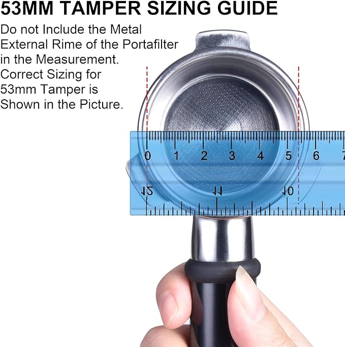 53mm Calibrated Espresso Tamper, Calibrated Coffee Tamper with Spring Loaded Wooden Handle Stainless Steel Flat Base, Professional Barista Espresso Hand Tamper