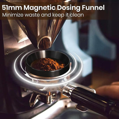 51mm Espresso Accessories Kit, Calibrated Spring Loaded Tamper, WDT Tool Espresso Machine Accessories Kit and Dosing Funnel Set, Coffee Tamper Tool and 51mm Portafilters, Barista Tools