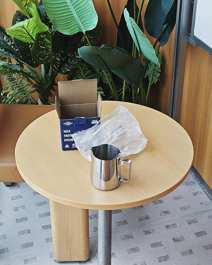 12oz Milk Frothing Pitcher, Stainless Steel Frother Cup with Scale & Latte Art Pen, Barista Milk Frother Cup for Latte, Cappuccino, Coffee Drinks