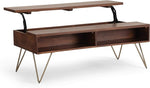 Load image into Gallery viewer, SIMPLIHOME Hunter Lift Top Coffee Table - 48 inch Wide Solid Mango Wood and Metal Industrial Cocktail Table in Umber Brown, Functional Living Room Table with 2 Storage Cubbies and Hairpin Legs