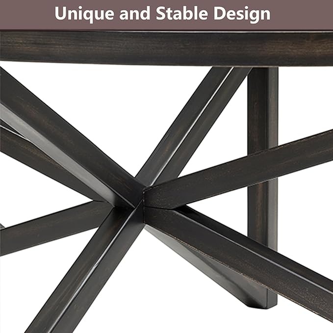 Wooden Coffee Table End Table Sets of 3 Oval Black Modern Living Room Table Set Tempered Glass Top Round Side Table, Black Brown