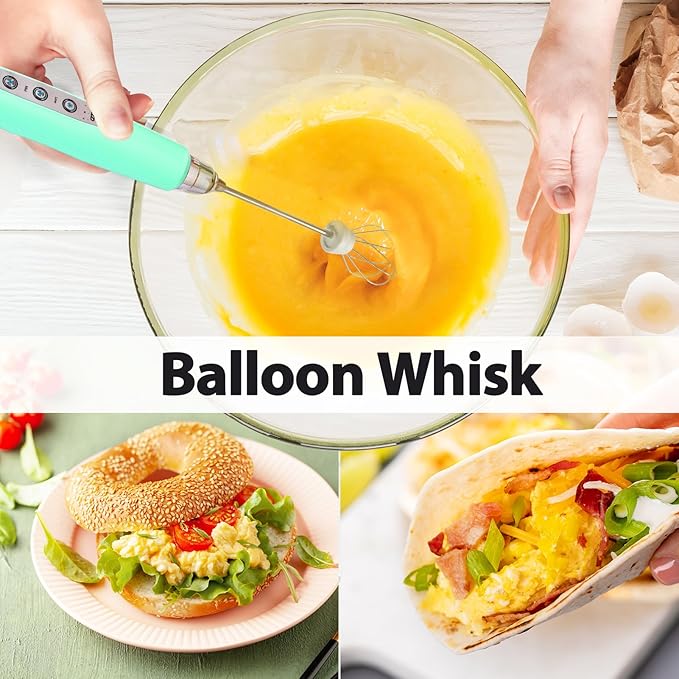 Milk Frother Rechargeable Handheld-Electric Whisk 3 Speed Adjustable, Coffee Frother Wand with 3 Stainless Whisks, Electric Foam Maker, Drink Mixer Blender for Latte Cappuccino Matcha Egg