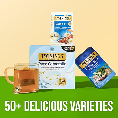 Twinings Superblends Sleep+ Herbal Tea with 1mg Melatonin Camomile, Cinnamon & Vanilla, Naturally Caffeine-Free, 16 Tea Bags (Pack of 2), Enjoy Hot or Iced