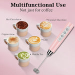 Load image into Gallery viewer, Milk Frother Handheld for Coffee, Electric Whisk 3 Speed Adjustable, Drink Mixer with Stainless 3 Whisks, Rechargeable Hand Frother Wand, Foam Maker for Latte Cappuccino Hot Chocolate Egg Pink