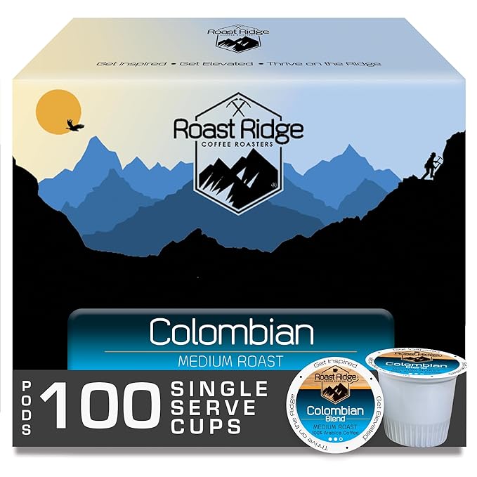 Roast Ridge Single Serve Coffee Pods, for Keurig K-Cup Brewers, Colombian Blend, Medium Roast, 100 Count