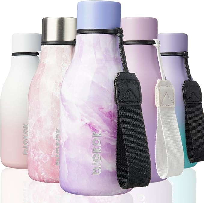BJPKPK Insulated Water Bottles, 12oz Stainless Steel Metal Water Bottle with Strap, BPA Free Leak Proof Jugs, Mugs, Flasks, Reusable Thermal Flasks for Sports & Travel, Dawn
