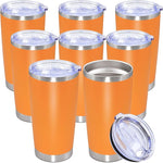 Load image into Gallery viewer, 20oz Tumbler Bulk Stainless Steel Tumbler Cup with Lid Vacuum Insulated Double Wall Travel Mug, Durable Powder Coated Travel Coffee Tumbler Mug for Hot &amp; Cold Drinks, Orange,8 Pack