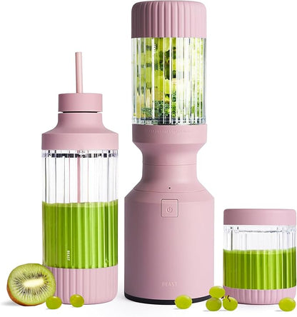 Beast Mighty 850 Plus | Premium Compact Personal Blender | Smoothies, Shakes, Dressings, Sauces | Blends Ice and Frozen Fruit | New XL Vessel | Extra Vessels, Lids and Straws | 850W (Lilac)