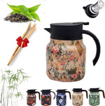 Load image into Gallery viewer, Infinite Tea Pot with Infuser, 316 Stainless Steel Infinite Vintage Floral Pattern Teapot Built-In Infuser, One-Handed Pour, Detachable Infinity Tea Pot Kettle for loose tea (Yellow plastic, 28Oz)