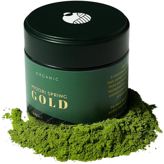 Midori Spring Organic Ceremonial Grade Matcha - Gold 1st Harvest Blend, Japanese Stone Ground Green Tea Powder, Radiation, Gluten Free, Vegan (Organic Gold)