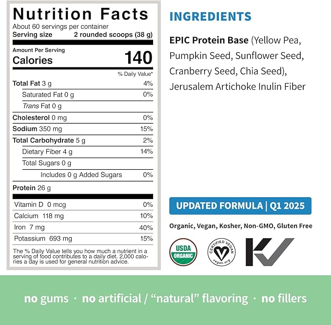 Sprout Living Plant Based Protein & Superfoods Powder, Original, Unflavored | Organic Protein Powder, Vegan, Non Dairy, Non-GMO, Gluten Free, Sugar Free, Perfect Keto Drink Mix (2 lb)