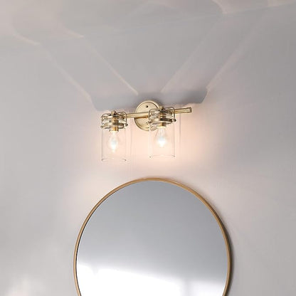 Kichler Brinley 2 Light Vanity Light in Champagne Bronze with Clear Glass for Bathroom and Powder Room, (15.75" W x 10.25" H),45688CPZ