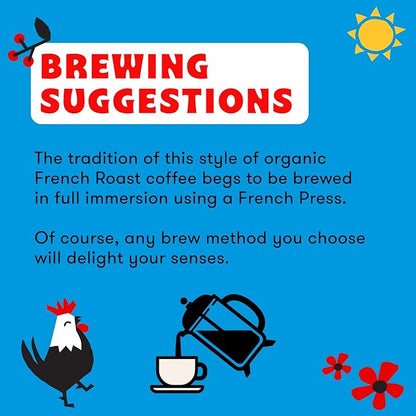 Peace Coffee French Roast | 5 lb Ground Dark Roast | Organic Fair Trade | Soft, Gentle Flavor | Shade Grown, Fresh Roasted