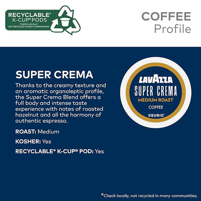 Lavazza Super Crema, Single Serve Keurig® K-Cup® Pods, Medium Espresso Roast Coffee, 96-Count Box
