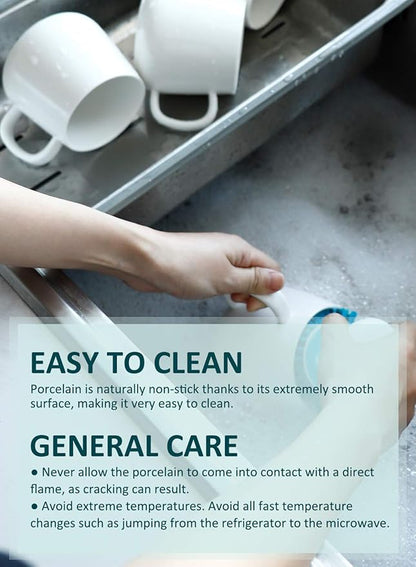 Teocera Coffee Mugs Set of 4-12oz Chip-Resistant Ceramic Cups with Ergonomic Handle | Dishwasher & Microwave Safe White Mugs | Keeps Beverage Hot, Perfect for Family Kitchen & Holiday Gifts