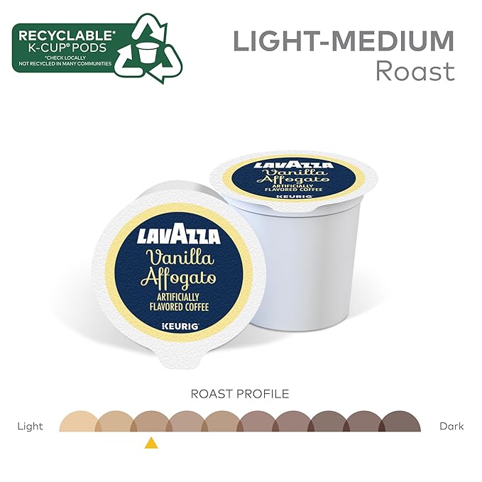 Lavazza Vanilla Affogato Coffee, Single Serve Keurig K-Cup Pods, Flavored Coffee, 60-Count Box (6 Packs of 10)