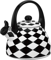 UPware Enamel on Steel Whistling Tea Kettle, Stovetop Teakettle (2.4 Quart, Black Diamond)