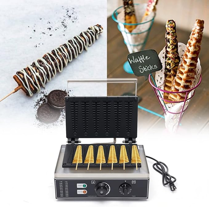 Commercial Waffle Stick Maker, Non-Stick Waffle Maker, Restaurant Flip Waffle Stick Maker, Makes Individual Waffles, Time and Temperature Controls, for Restaurant Snack Bar Home Use
