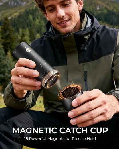 FORLIM Portable Electric Coffee Grinder, Cordless Rechargeable Coffee Bean Grinder with 80 Scale Precise Grinding Settings, Double-Click Start, 10-Blade Conical Burr Coffee Grinders, Clog‑Protection