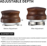 Load image into Gallery viewer, 51mm Coffee Distributor, Espresso Distribution Tool, Adjustable Depth Espresso Tamper Leveler with Walnut Wood Handle Fits for 51mm Delonghi Barista Portafilter
