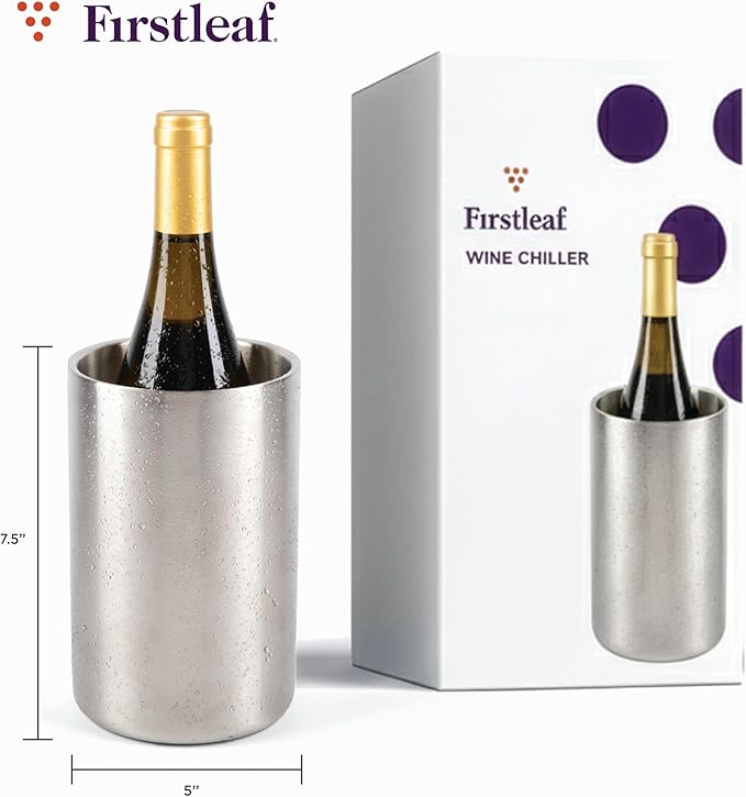 Stainless Steel Wine Chiller a Double-Insulated Iceless Bottle Cooler for Wine & Champagne, Keeps Bottles Cold up to 6 Hours, Portable, Fits Most Bottle Sizes, Wine Accessory Gift